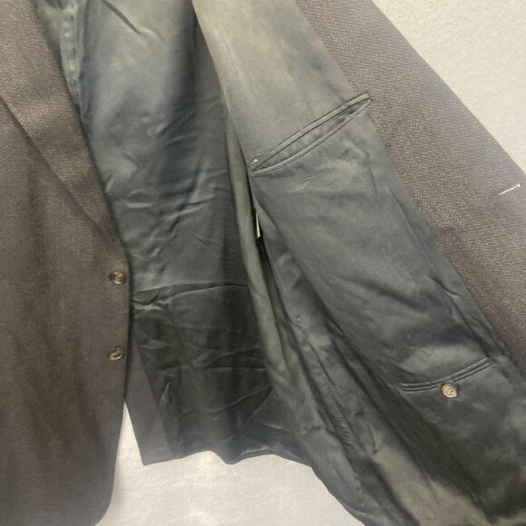 Mens 100% Lambswool Blazer Sport Coat Mens 56L Long Black Herringbone Millennium - Picture 14 of 16